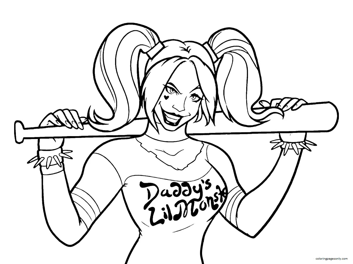 Çocuklar İçin Harley Quinn Boyama Sayfaları 