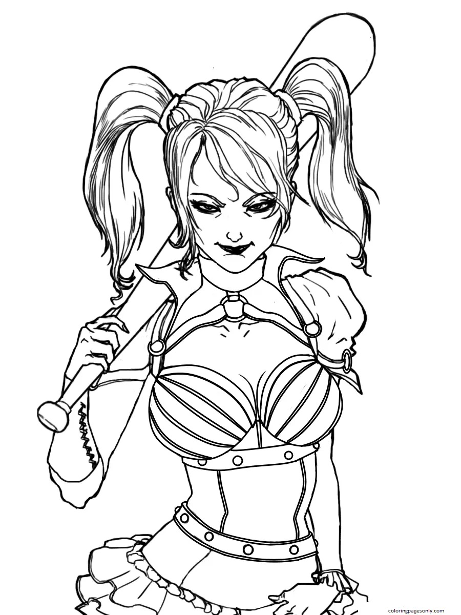 Çocuklar İçin Harley Quinn Boyama Sayfaları 