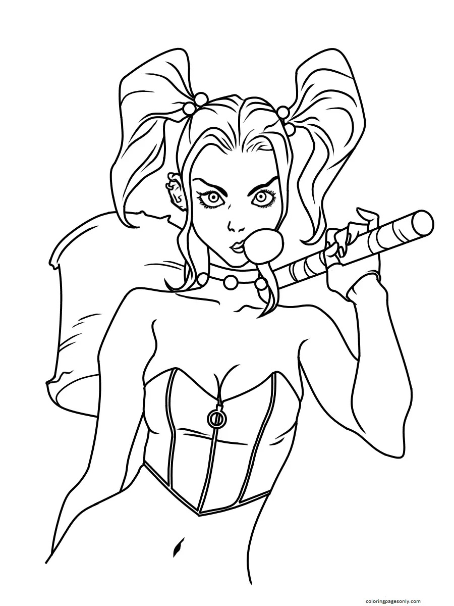Çocuklar İçin Harley Quinn Boyama Sayfaları 