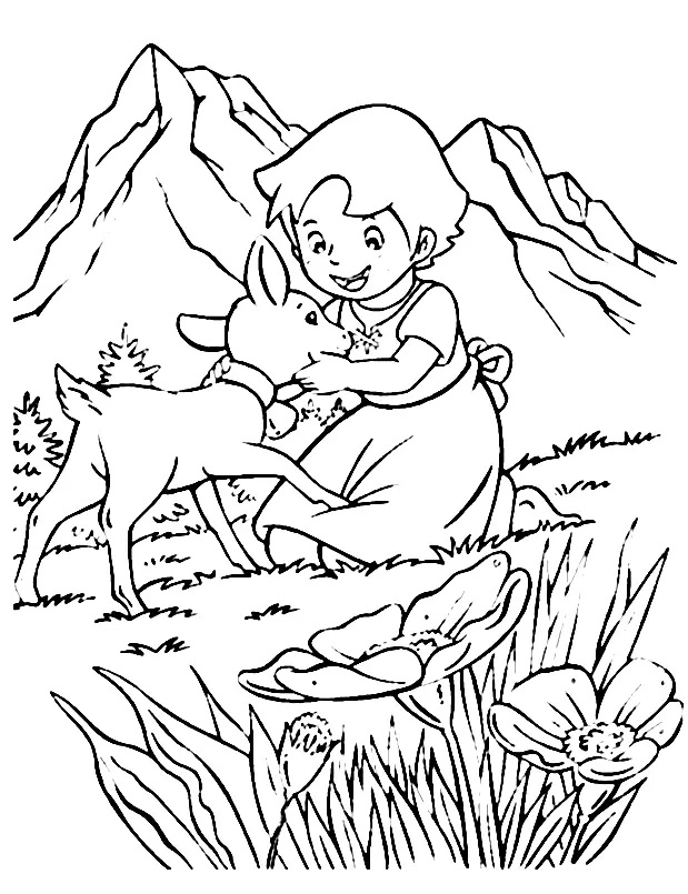 Çocuklar İçin Heidi Boyama Sayfaları 