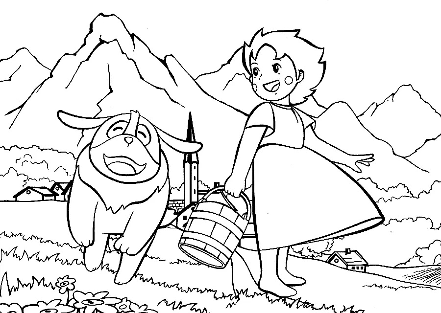 Çocuklar İçin Heidi Boyama Sayfaları 