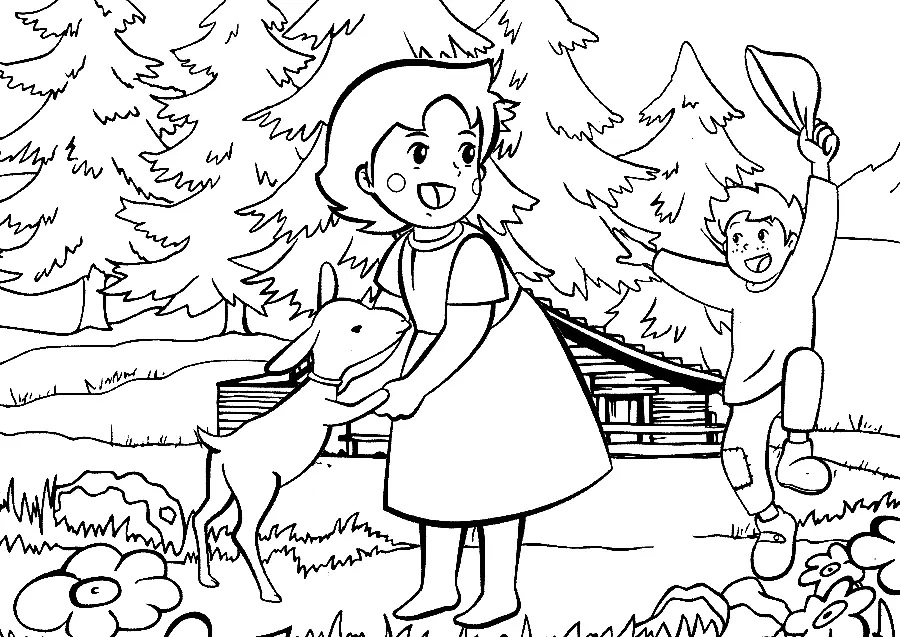 Çocuklar İçin Heidi Boyama Sayfaları 