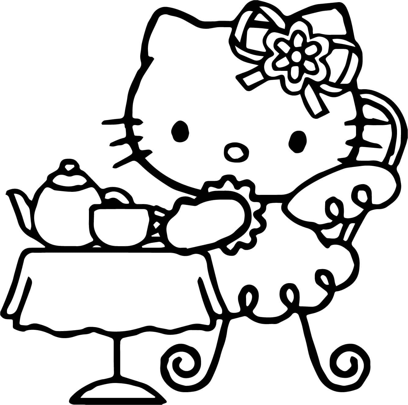 Çocuklar İçin Hello Kitty Boyama Sayfaları 