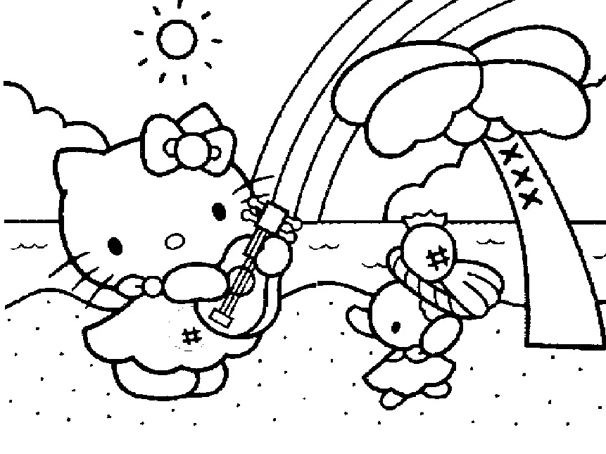Çocuklar İçin Hello Kitty Boyama Sayfaları 