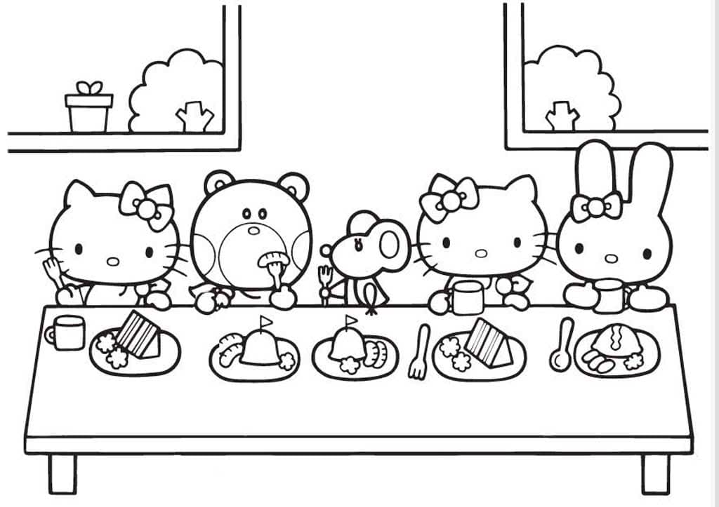 Çocuklar İçin Hello Kitty Boyama Sayfaları 