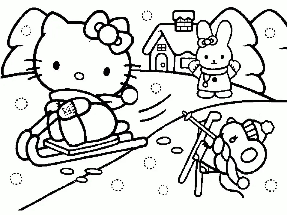 Çocuklar İçin Hello Kitty Boyama Sayfaları 