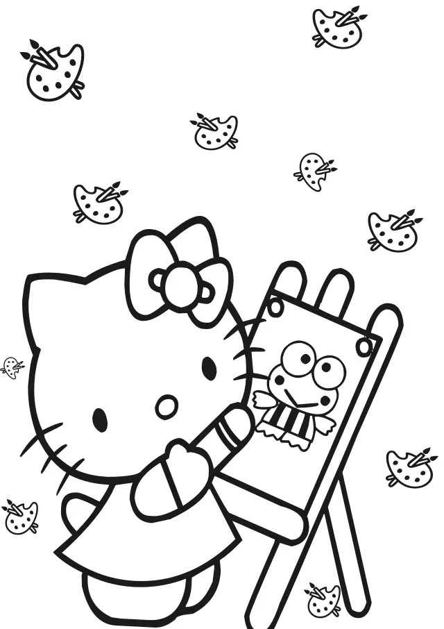 Çocuklar İçin Hello Kitty Boyama Sayfaları 
