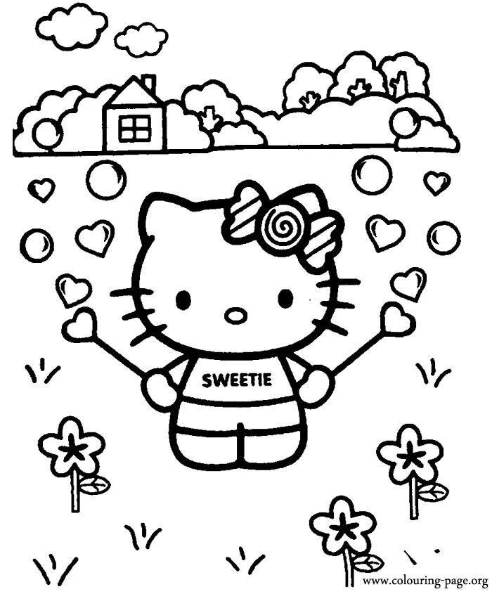 Çocuklar İçin Hello Kitty Boyama Sayfaları 