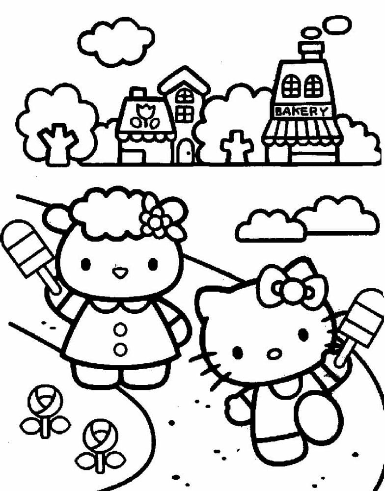 Çocuklar İçin Hello Kitty Boyama Sayfaları 