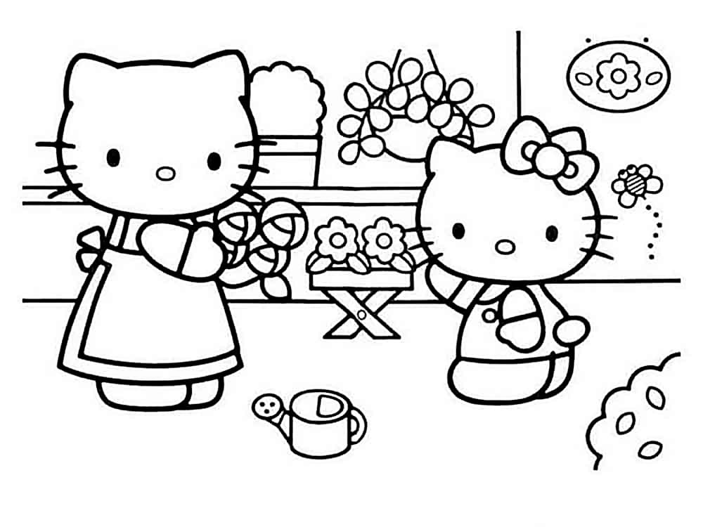 Çocuklar İçin Hello Kitty Boyama Sayfaları 