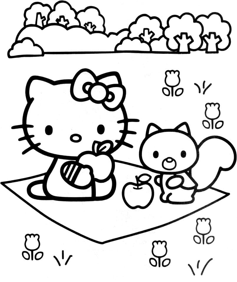 Çocuklar İçin Hello Kitty Boyama Sayfaları 
