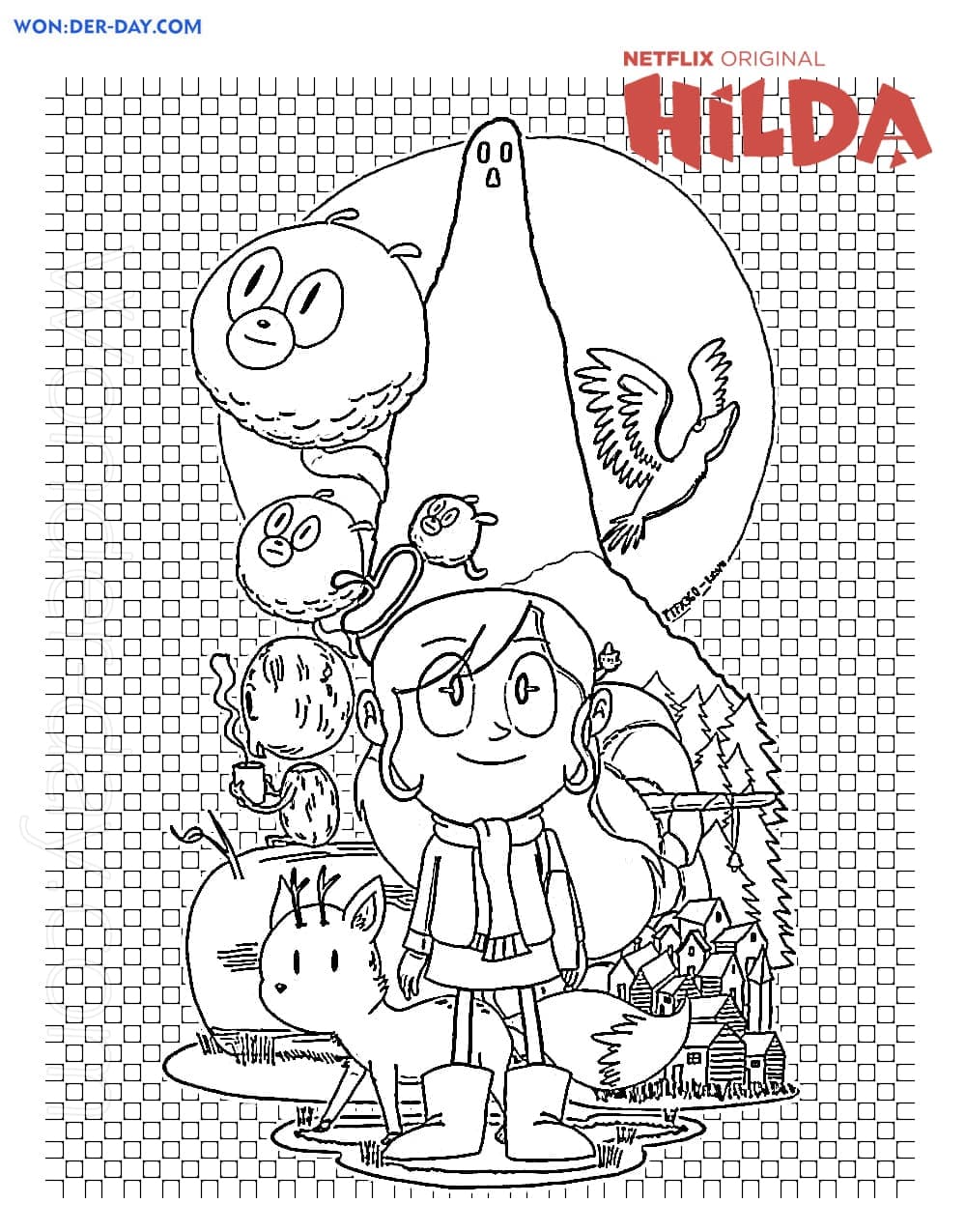 Çocuklar İçin Hilda Boyama Sayfaları 