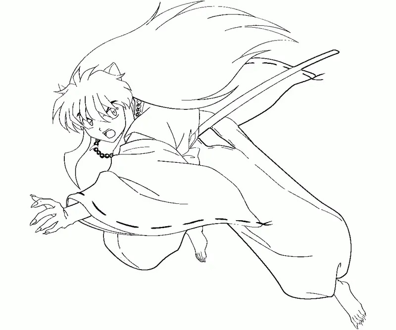 Çocuklar İçin inuyasha Boyama Sayfaları 