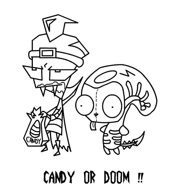 Çocuklar İçin invader Zim Boyama Sayfaları 