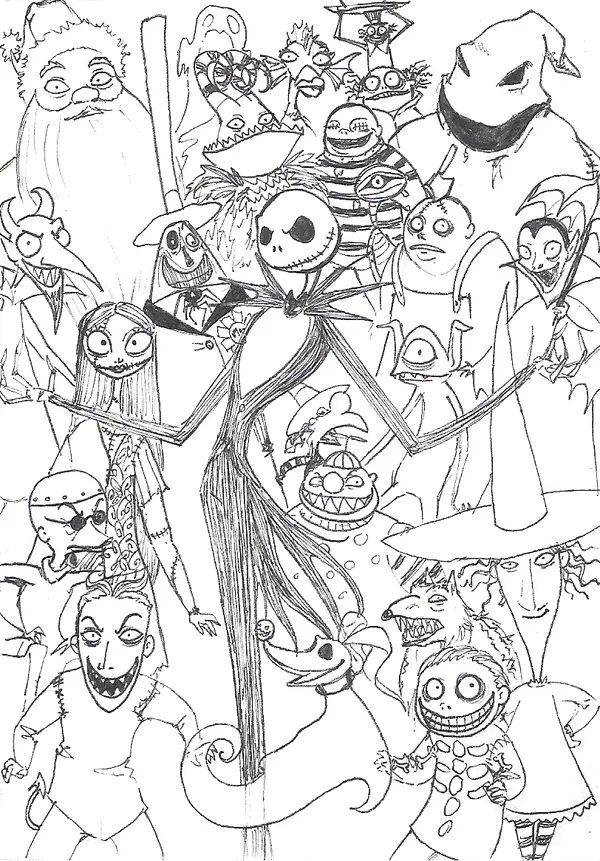 Çocuklar İçin Jack Skellington Boyama Sayfaları 
