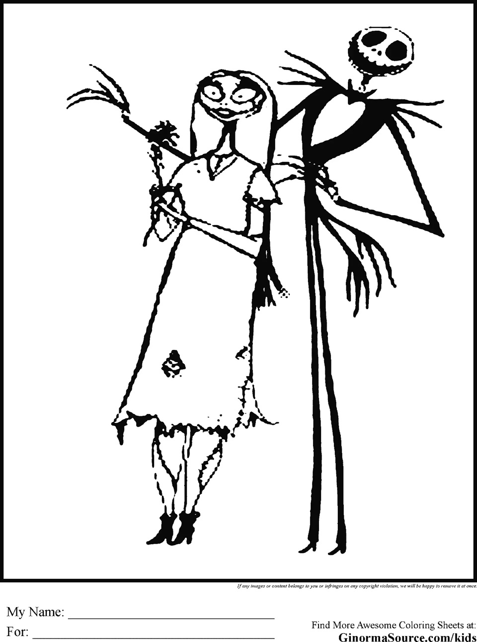 Çocuklar İçin Jack Skellington Boyama Sayfaları 