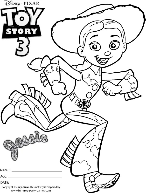 Çocuklar İçin Jessie Toy Story Boyama Sayfaları 