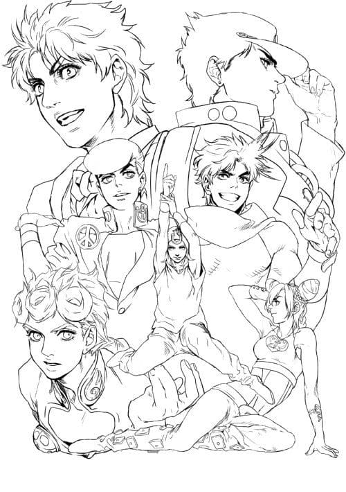 Çocuklar İçin jojos Bizarre Adventure Boyama Sayfaları 