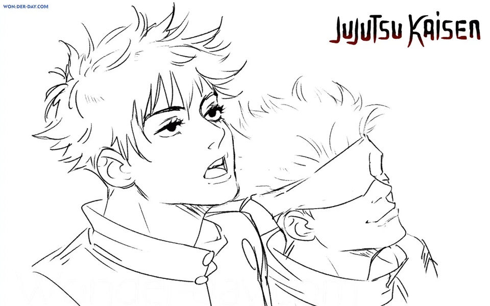 Çocuklar İçin Jujutsu Kaisen Boyama Sayfaları 