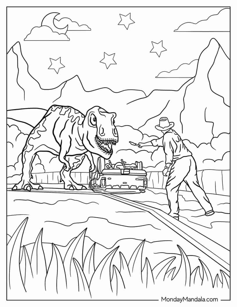 Çocuklar İçin Jurassic Park Boyama Sayfaları 
