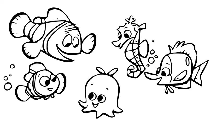 Çocuklar İçin Kayıp Balık Nemo Boyama Sayfaları 
