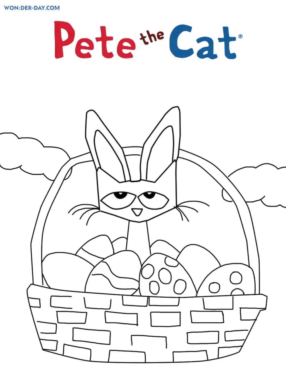 Çocuklar İçin Kedi Pete Boyama Sayfaları 