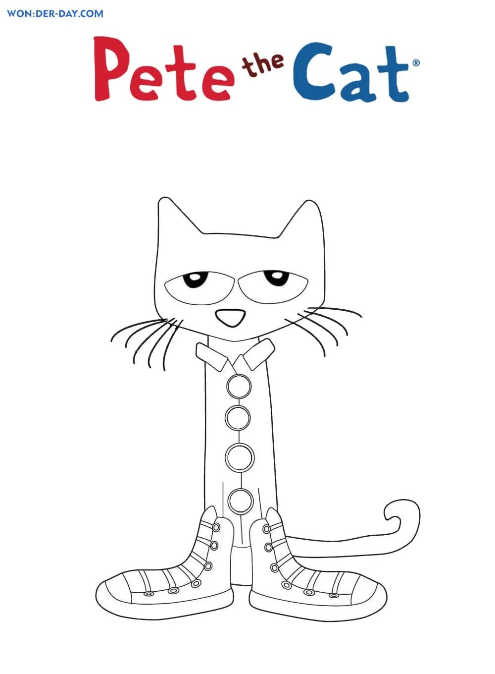 Çocuklar İçin Kedi Pete Boyama Sayfaları 