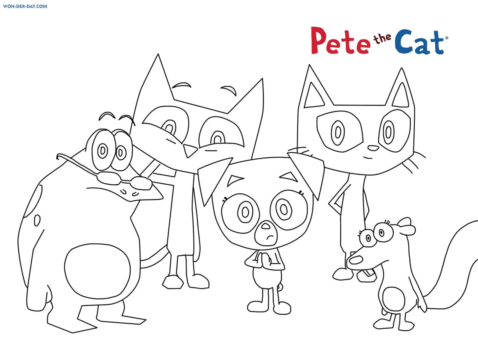 Çocuklar İçin Kedi Pete Boyama Sayfaları 