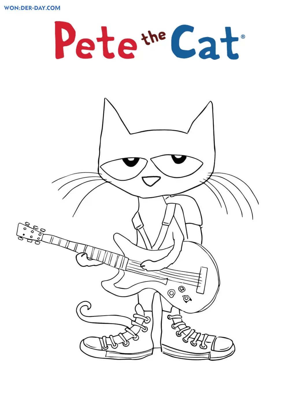 Çocuklar İçin Kedi Pete Boyama Sayfaları 