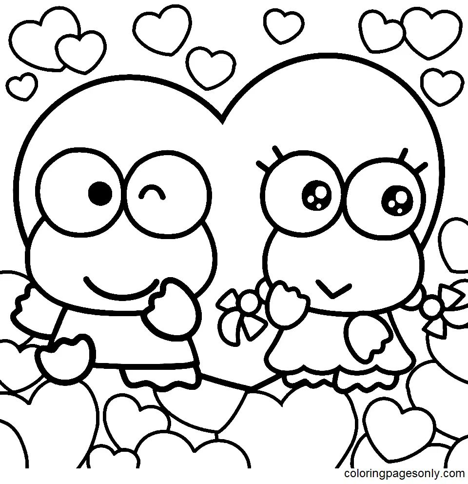 Çocuklar İçin Keroppi Boyama Sayfaları 