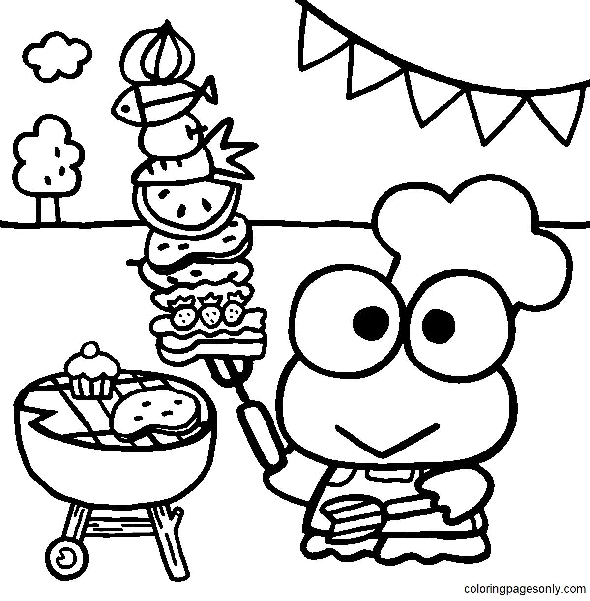 Çocuklar İçin Keroppi Boyama Sayfaları 