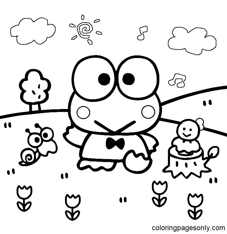 Çocuklar İçin Keroppi Boyama Sayfaları 