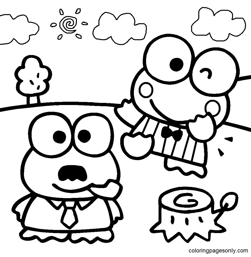 Çocuklar İçin Keroppi Boyama Sayfaları 