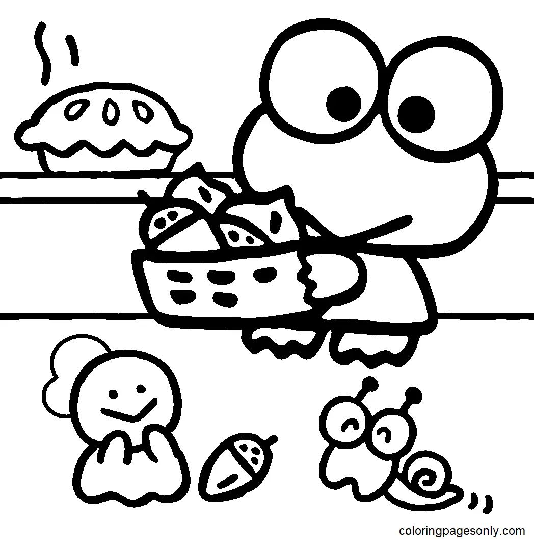 Çocuklar İçin Keroppi Boyama Sayfaları 
