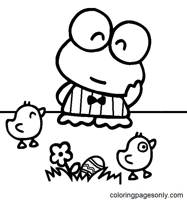 Çocuklar İçin Keroppi Boyama Sayfaları 