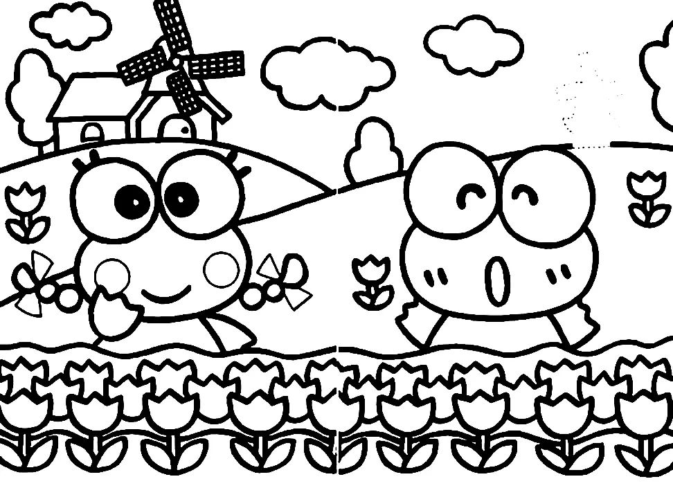 Çocuklar İçin Keroppi Boyama Sayfaları 