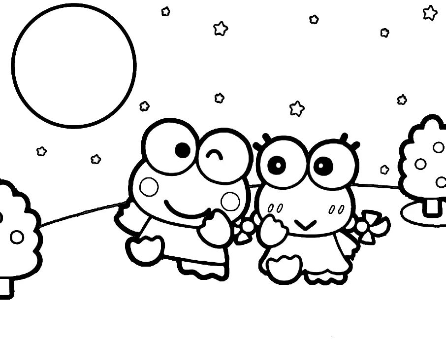 Çocuklar İçin Keroppi Boyama Sayfaları 