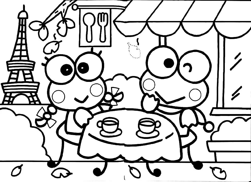 Çocuklar İçin Keroppi Boyama Sayfaları 