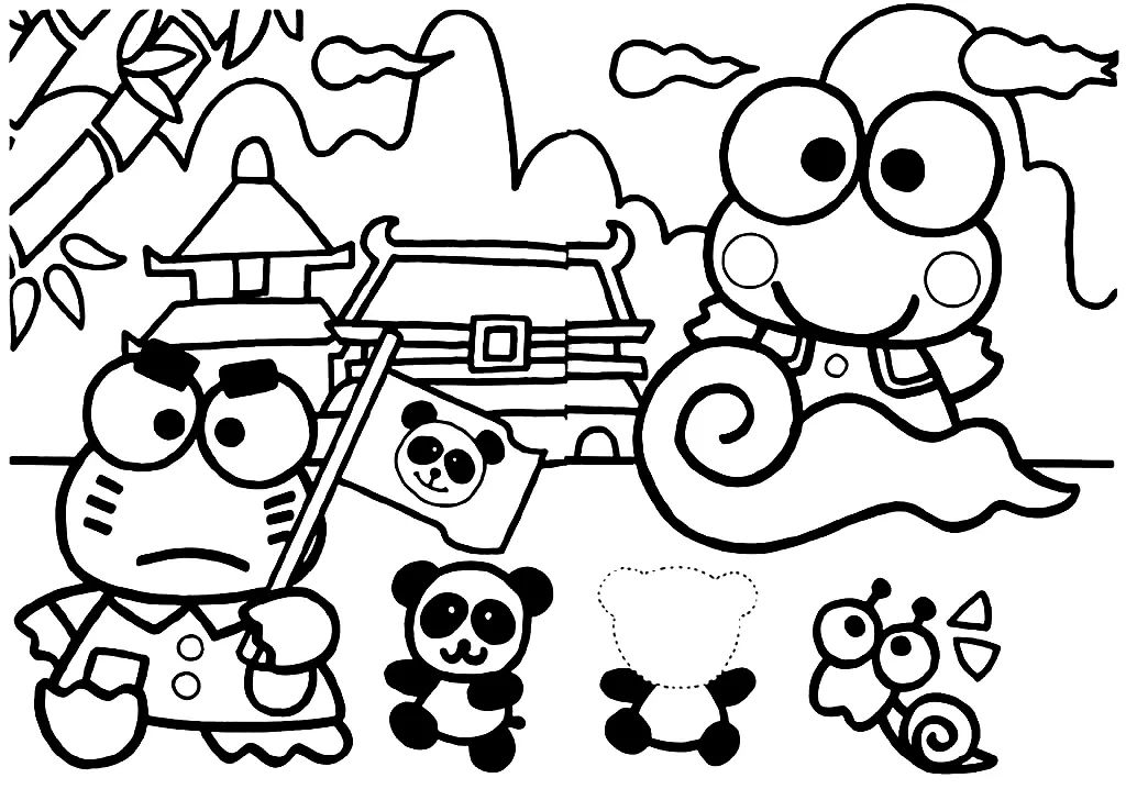Çocuklar İçin Keroppi Boyama Sayfaları 