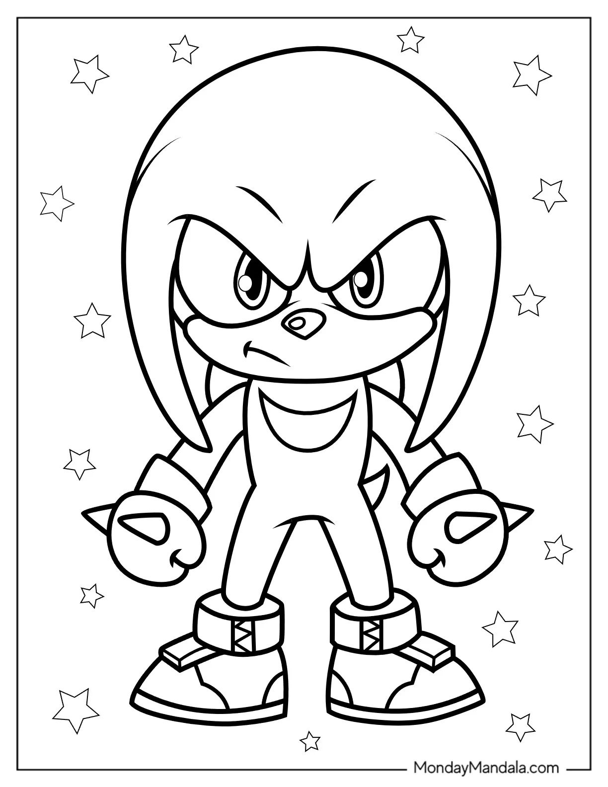 Çocuklar İçin Knuckles Boyama Sayfaları 