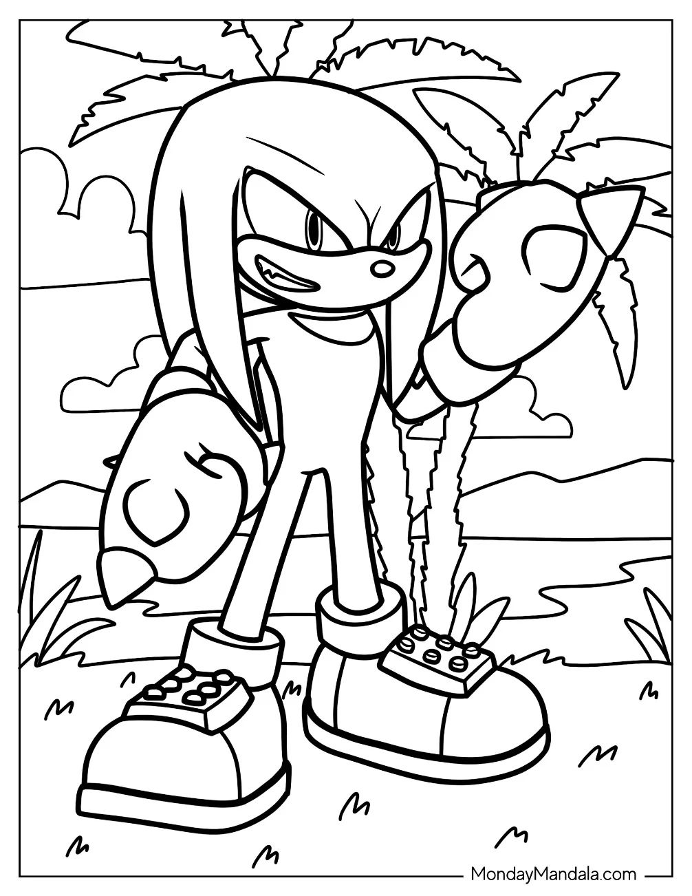 Çocuklar İçin Knuckles Boyama Sayfaları 