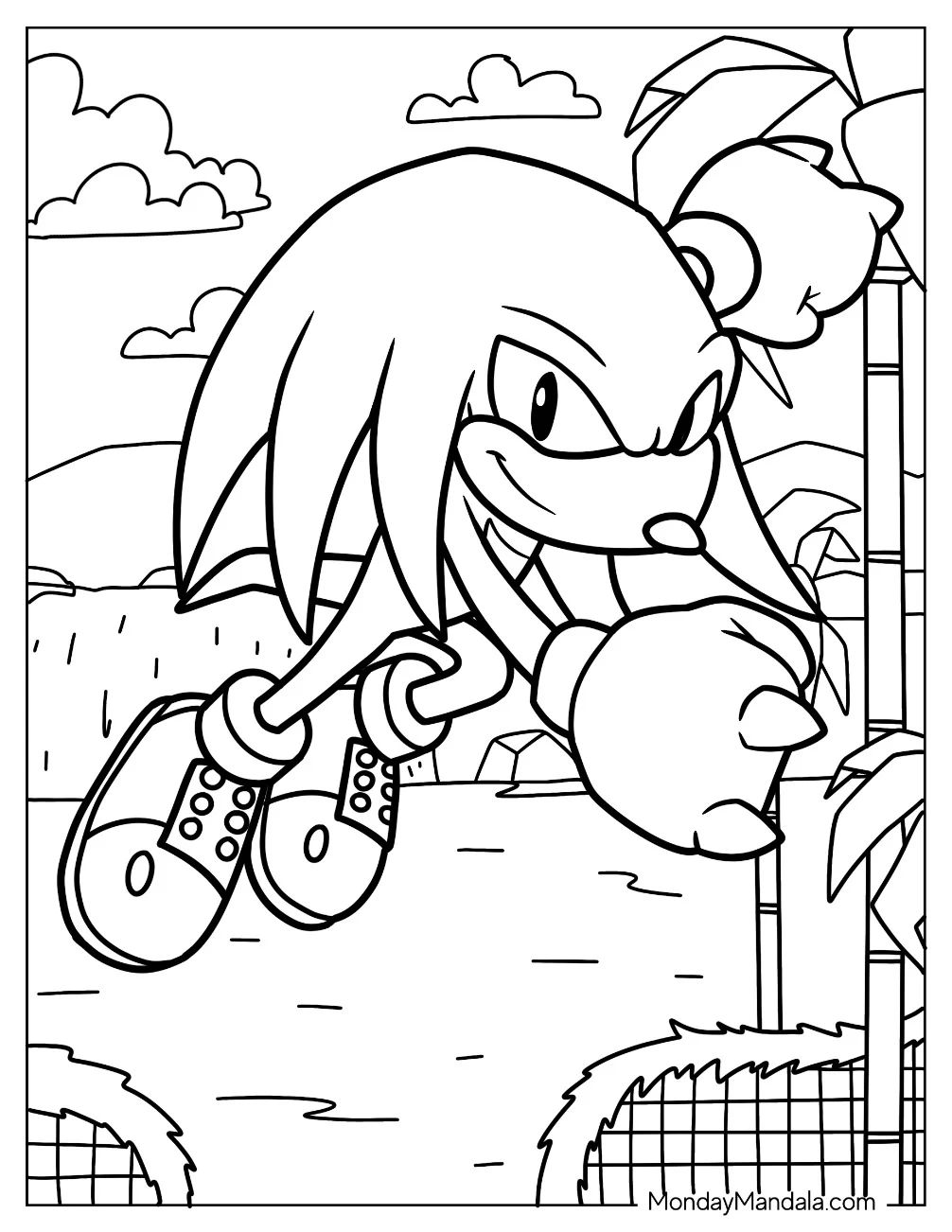 Çocuklar İçin Knuckles Boyama Sayfaları 