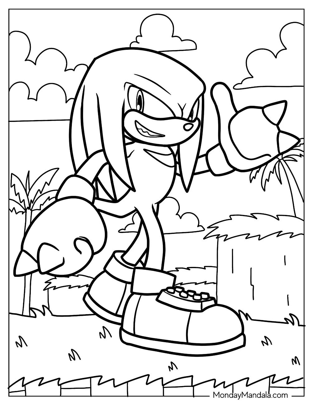 Çocuklar İçin Knuckles Boyama Sayfaları 