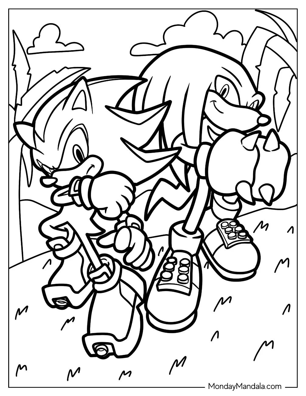 Çocuklar İçin Knuckles Boyama Sayfaları 