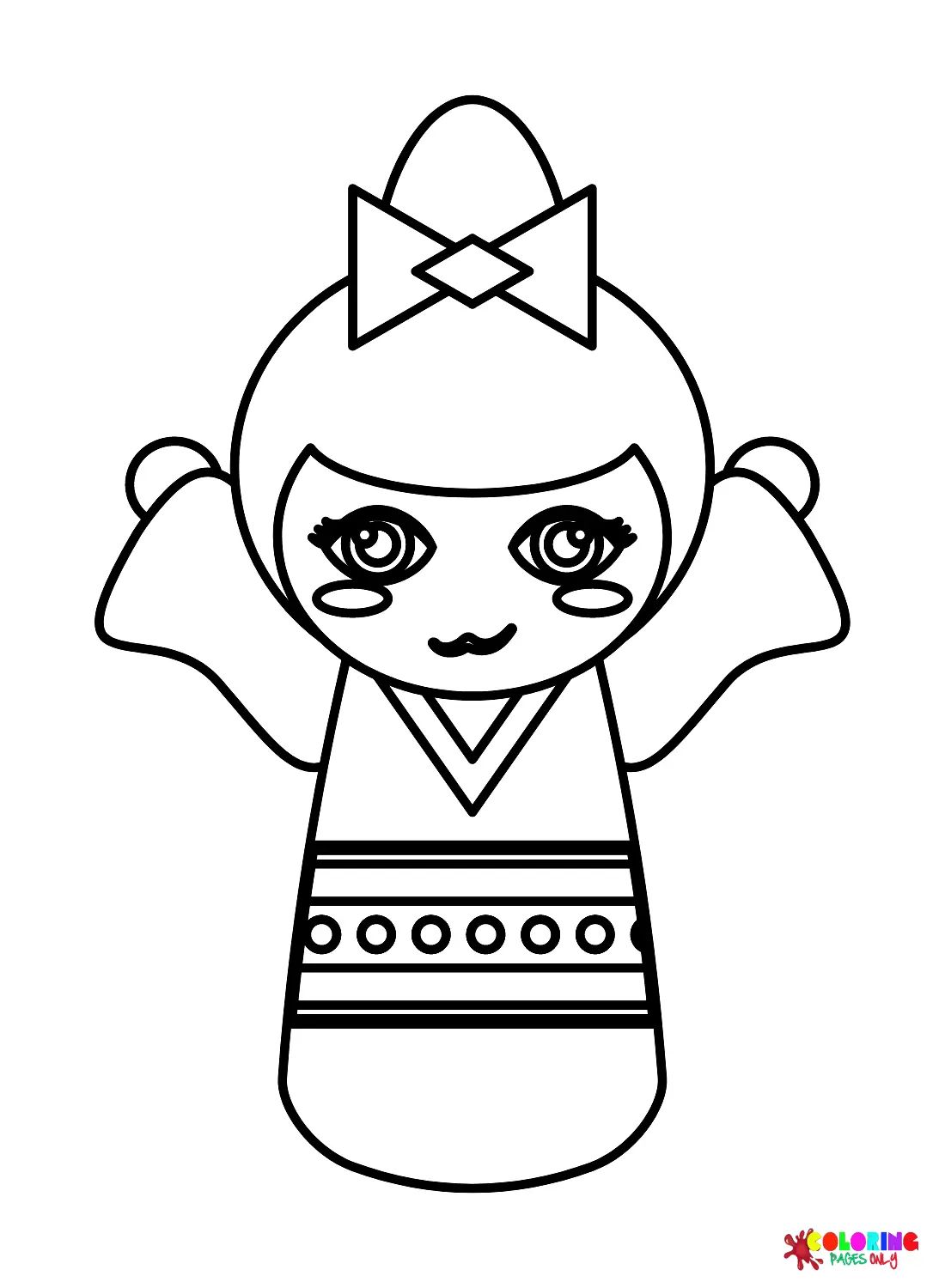 Çocuklar İçin Kokeshi Doll Boyama Sayfaları 