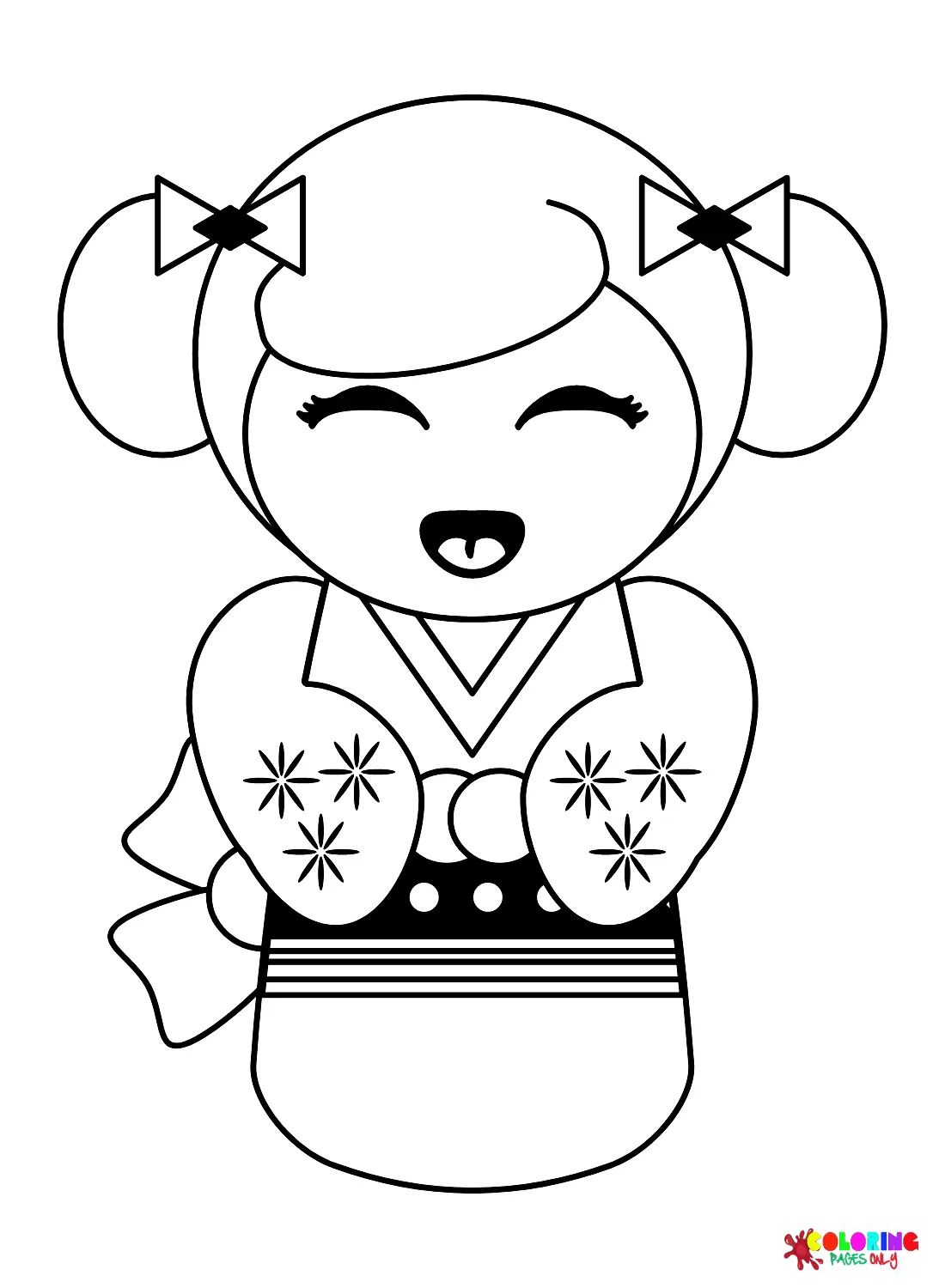 Çocuklar İçin Kokeshi Doll Boyama Sayfaları 