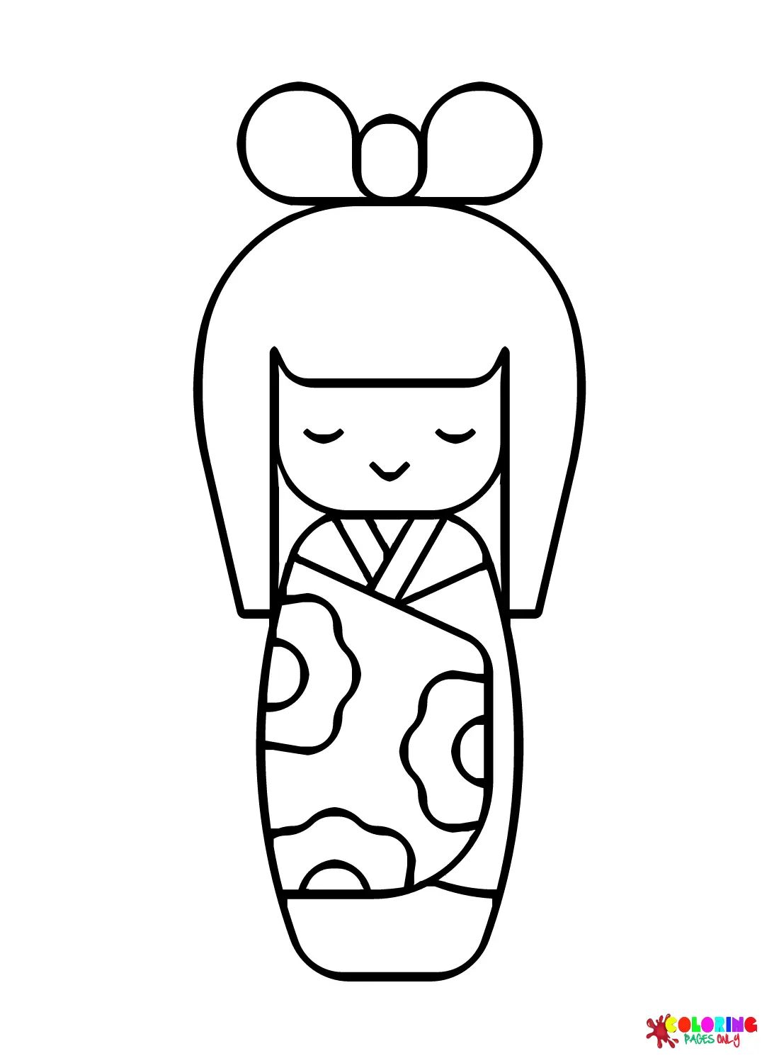Çocuklar İçin Kokeshi Doll Boyama Sayfaları 
