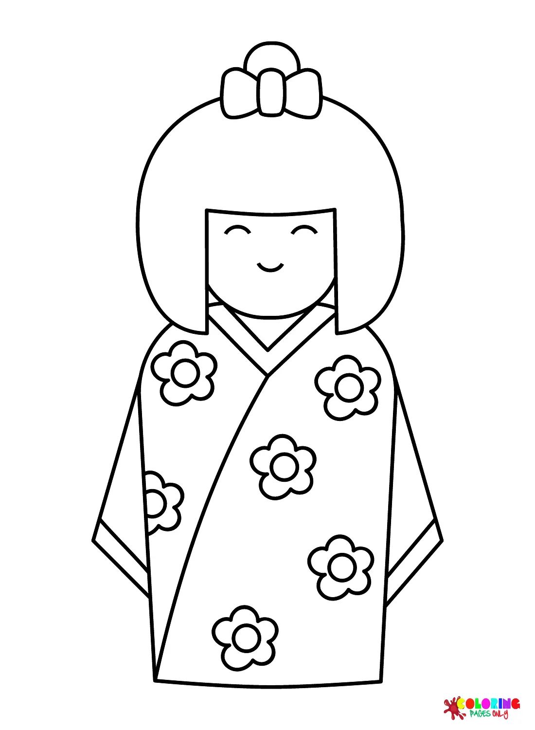 Çocuklar İçin Kokeshi Doll Boyama Sayfaları 