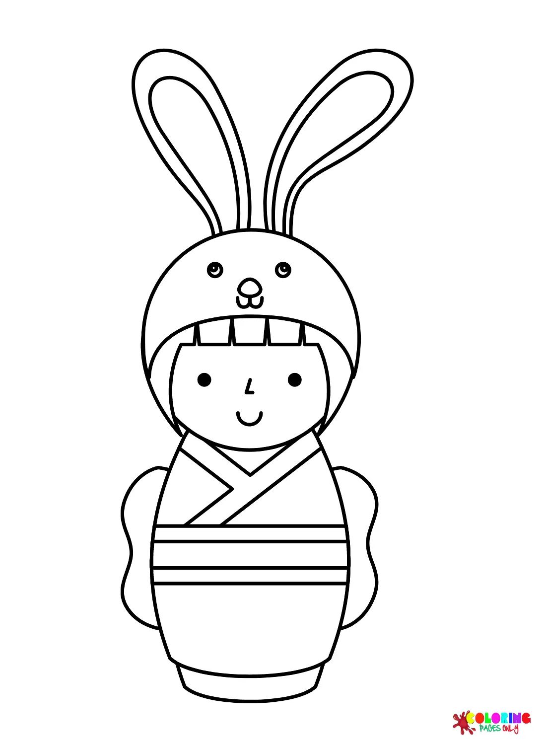 Çocuklar İçin Kokeshi Doll Boyama Sayfaları 