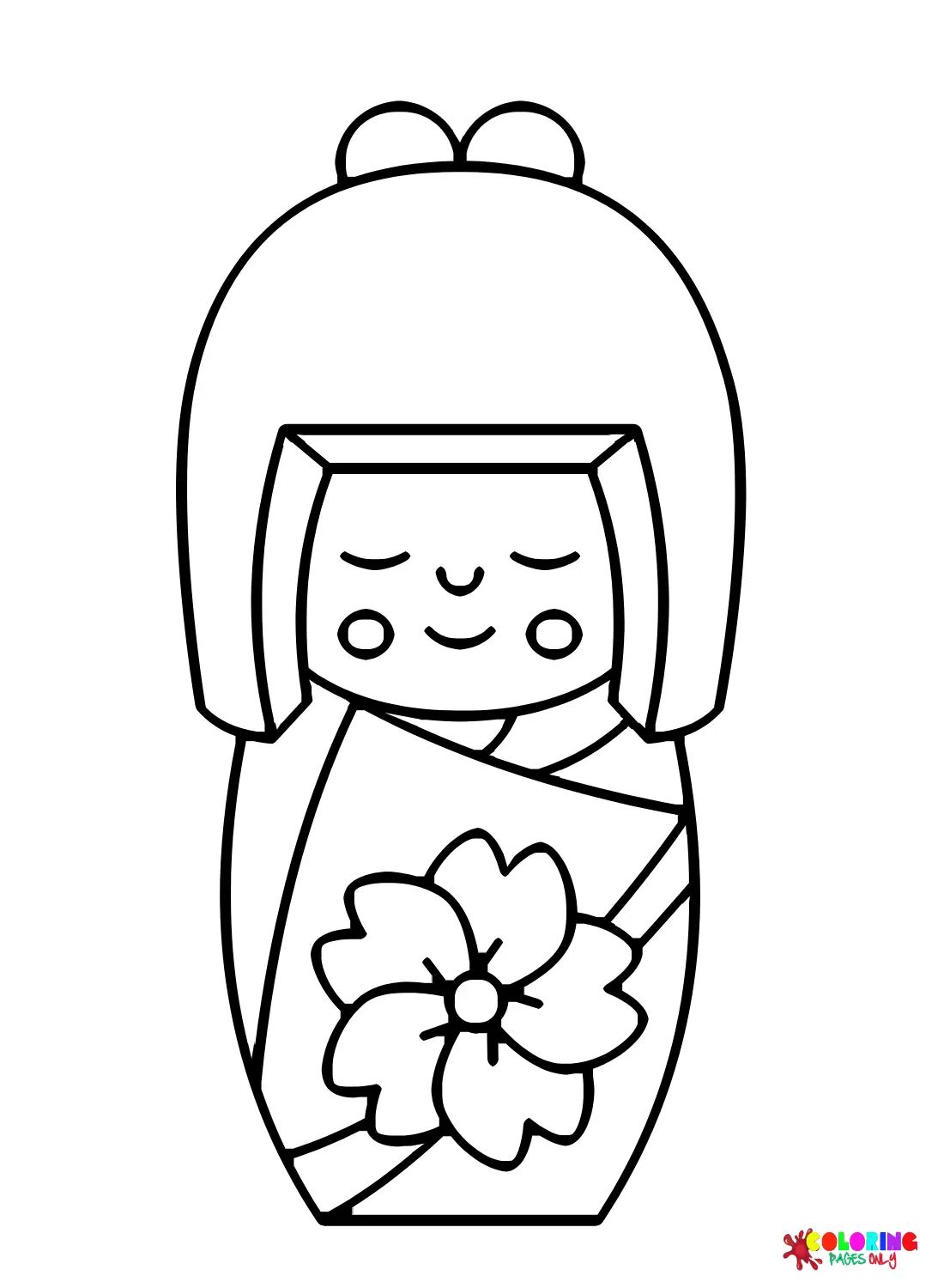 Çocuklar İçin Kokeshi Doll Boyama Sayfaları 